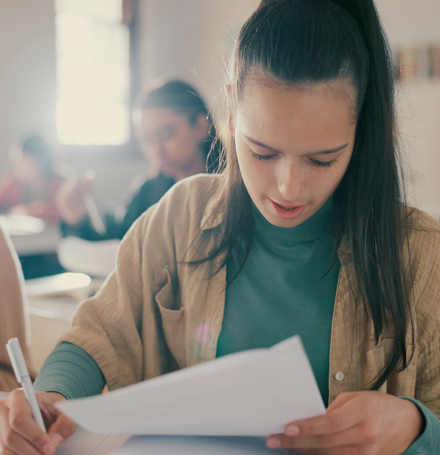 estudiante en examen
